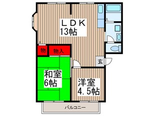 大和田ﾊﾟｰｸﾊｲﾂ　Ｂの物件間取画像